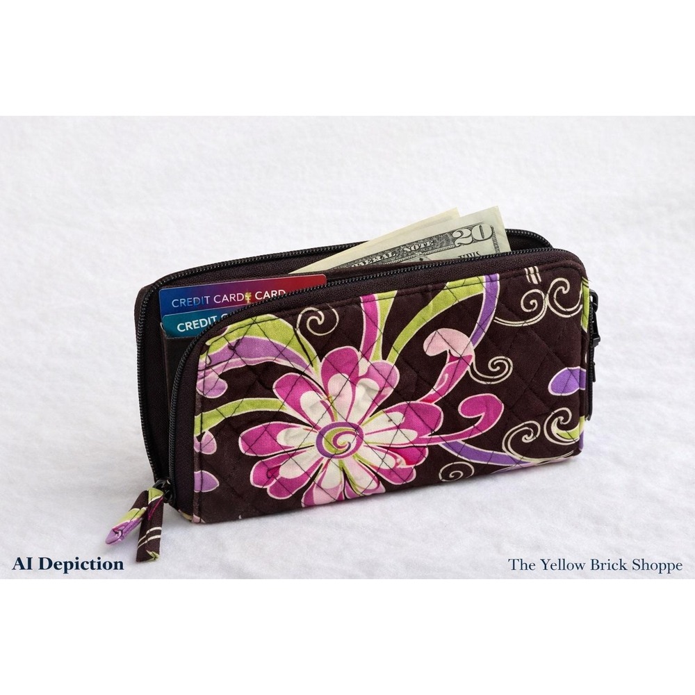 Vera Bradley Java Pink Zip-Around Wallet Retired Floral